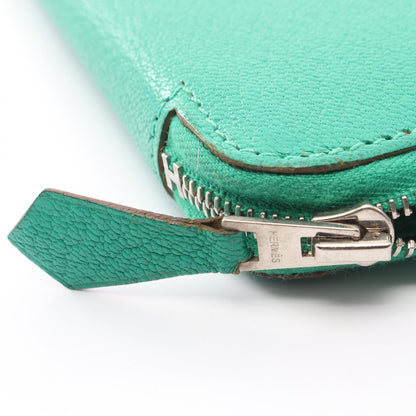 HERMES Azap Long Mint Leather Wallet