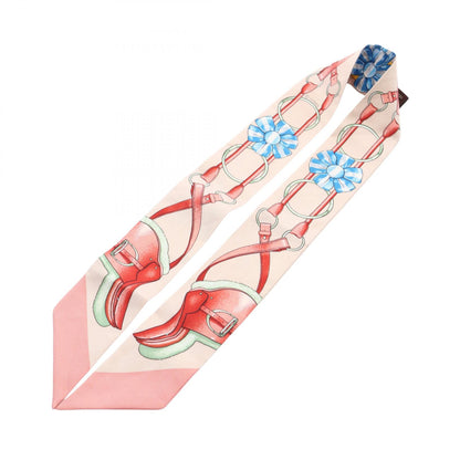 HERMES Twilly Jumping Silk Scarf Beige