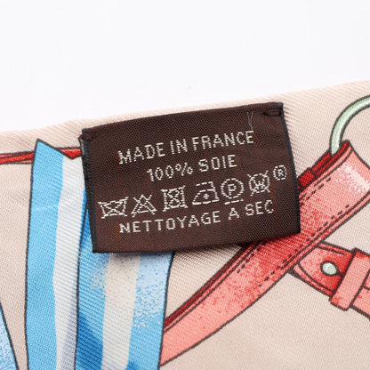 HERMES Twilly Jumping Silk Scarf Beige