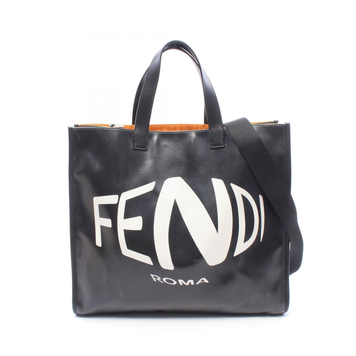 FENDI 2-Way PVC Coated Canvas Bag Black