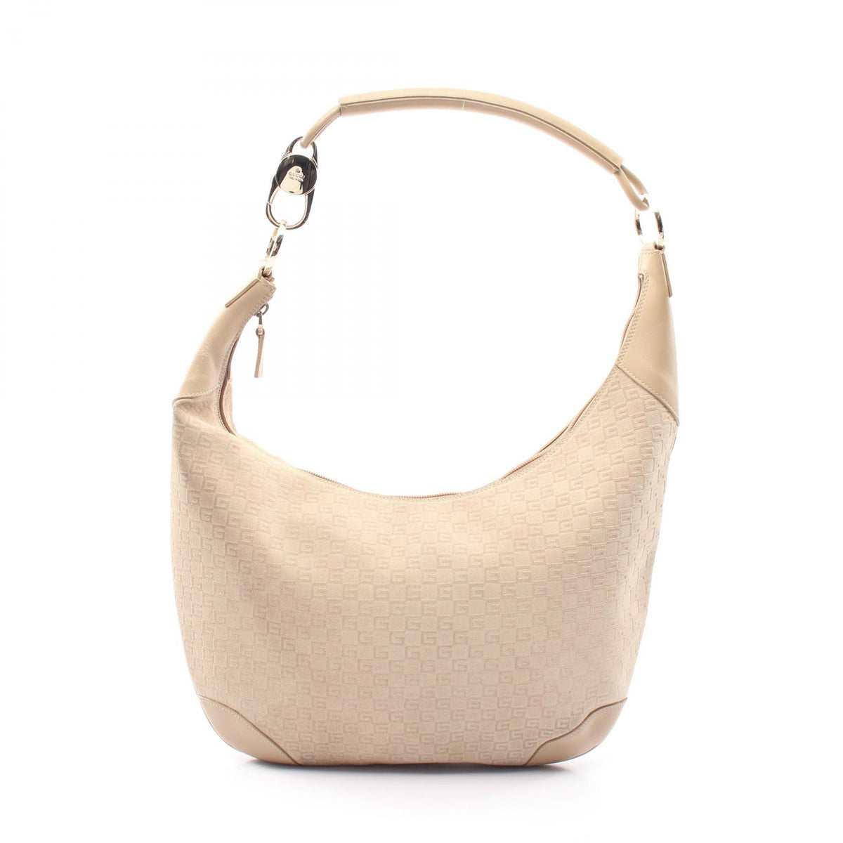 GUCCI G Monogram Suede Shoulder Bag