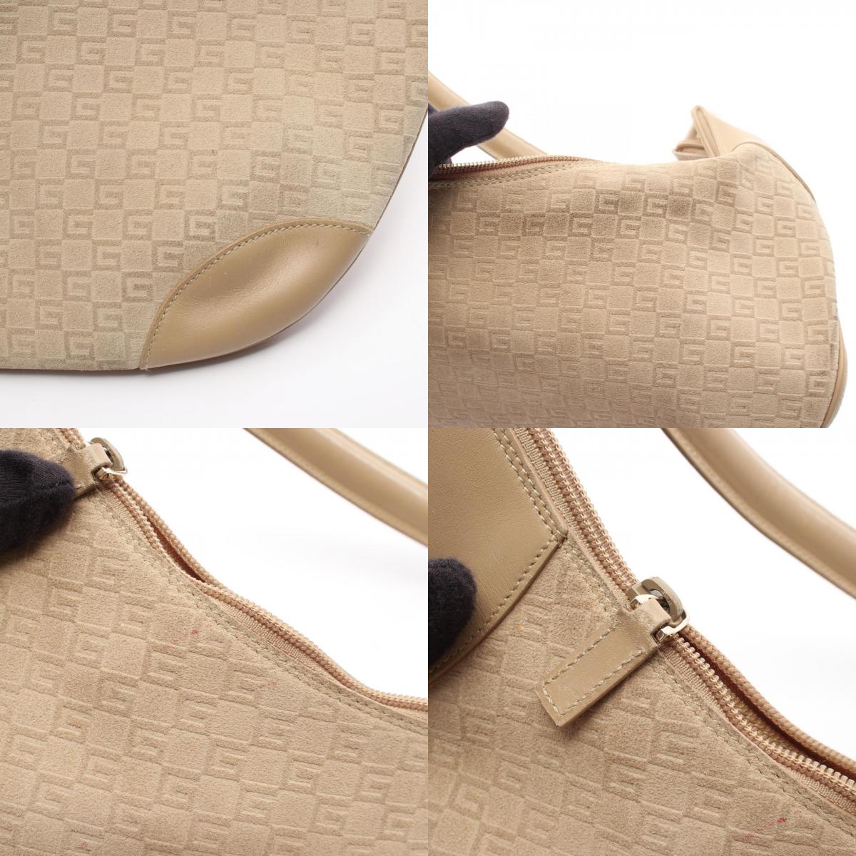 GUCCI G Monogram Suede Shoulder Bag