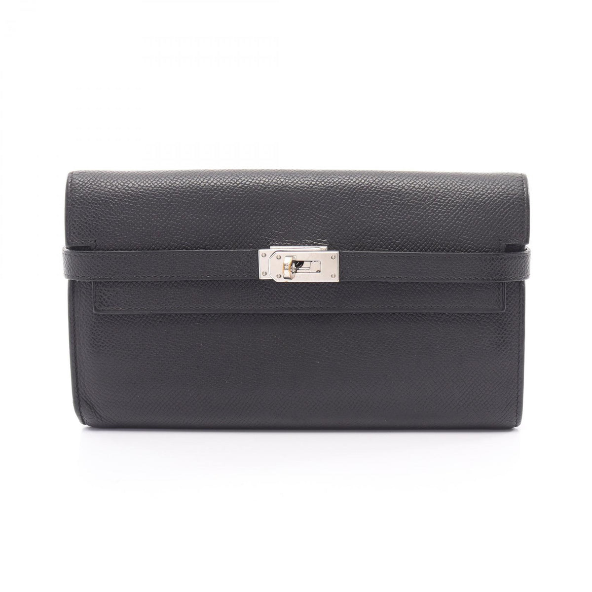 HERMES Kelly Wallet Long Leather Black