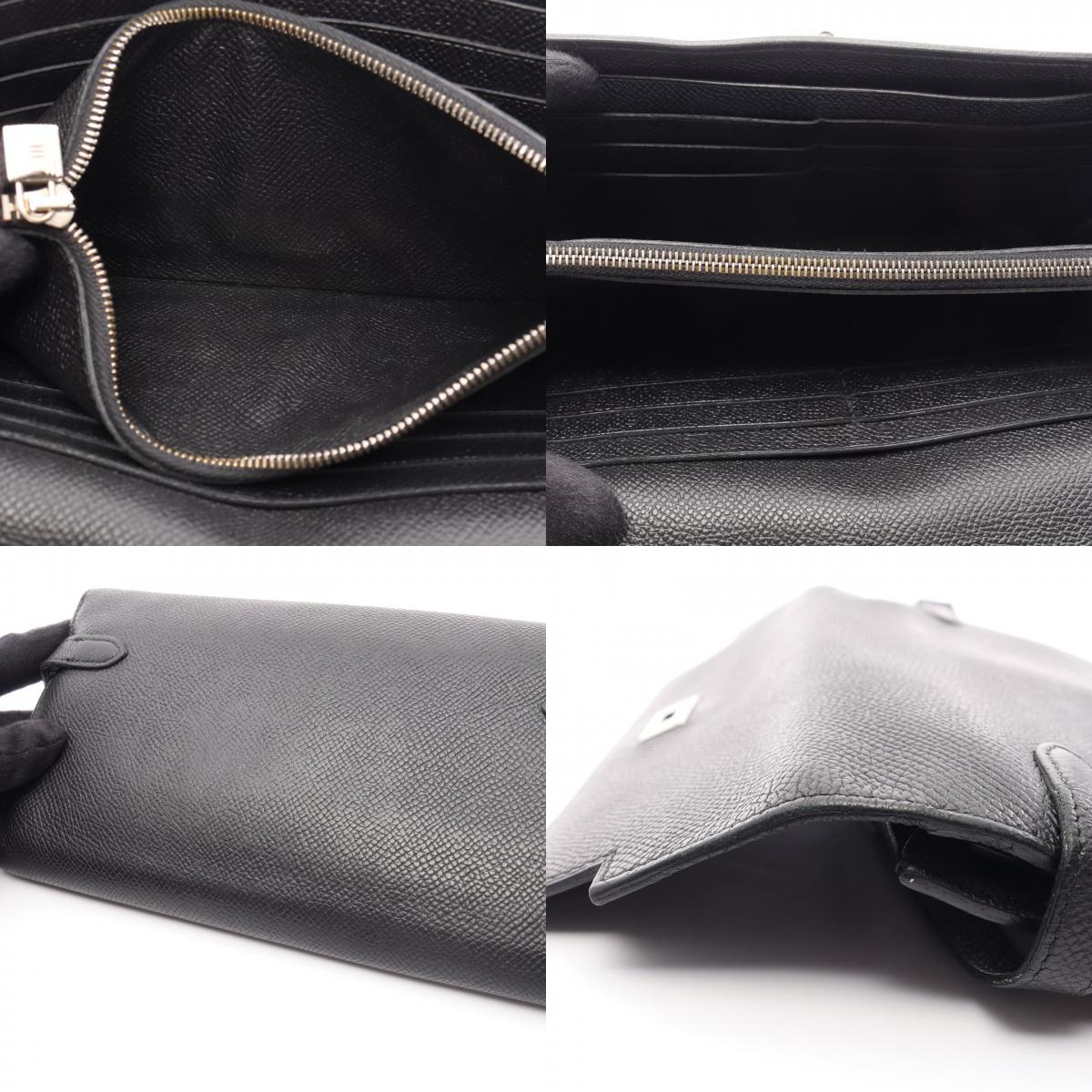 HERMES Kelly Wallet Long Leather Black