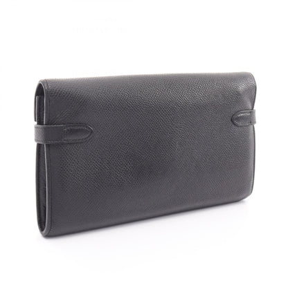 HERMES Kelly Wallet Long Leather Black