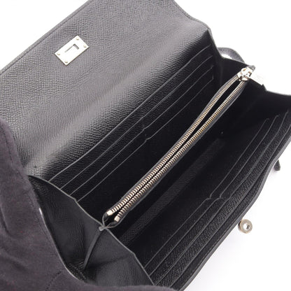 HERMES Kelly Wallet Long Leather Black