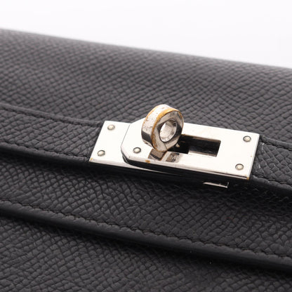 HERMES Kelly Wallet Long Leather Black