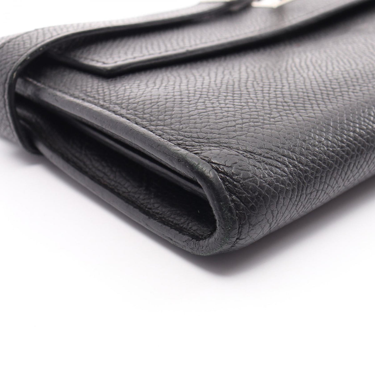 HERMES Kelly Wallet Long Leather Black
