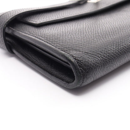 HERMES Kelly Wallet Long Leather Black