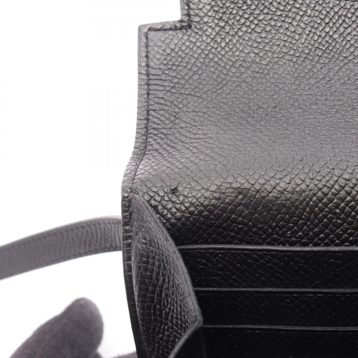 HERMES Kelly Wallet Long Leather Black