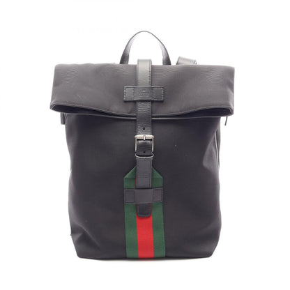 GUCCI Sherry Line Leather Nylon Backpack