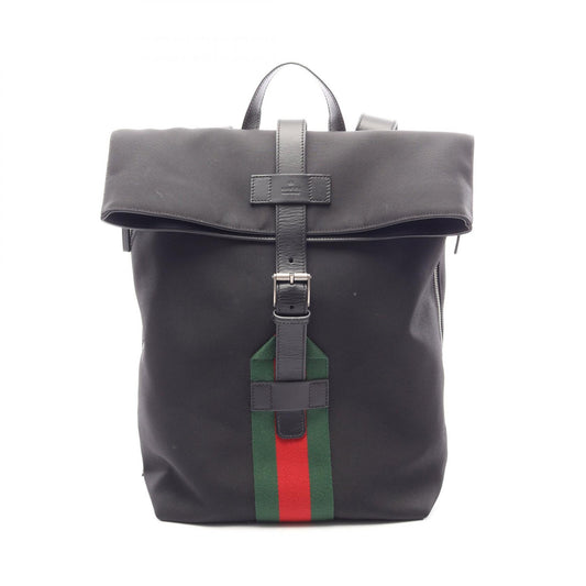 GUCCI Sherry Line Leather Nylon Backpack