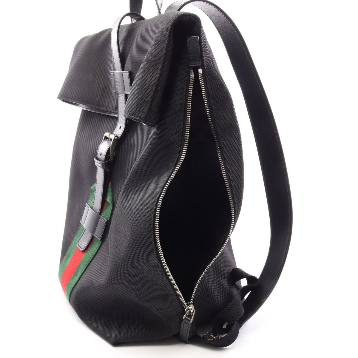 GUCCI Sherry Line Leather Nylon Backpack
