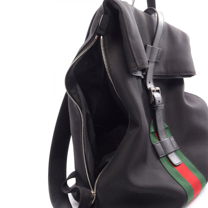 GUCCI Sherry Line Leather Nylon Backpack