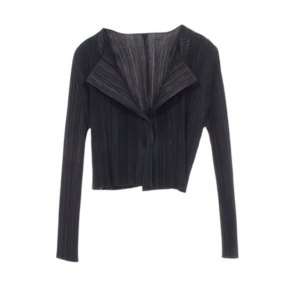 PLEATS PLEASE Black Polyester Pleated Cardigan Size 3