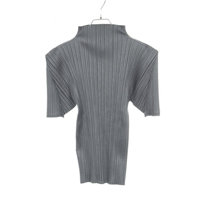 PLEATS PLEASE Pleated High Neck Top Gray Size 3
