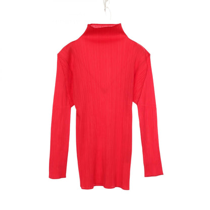 PLEATS PLEASE Pleats High Neck Polyester Top Red Size 4