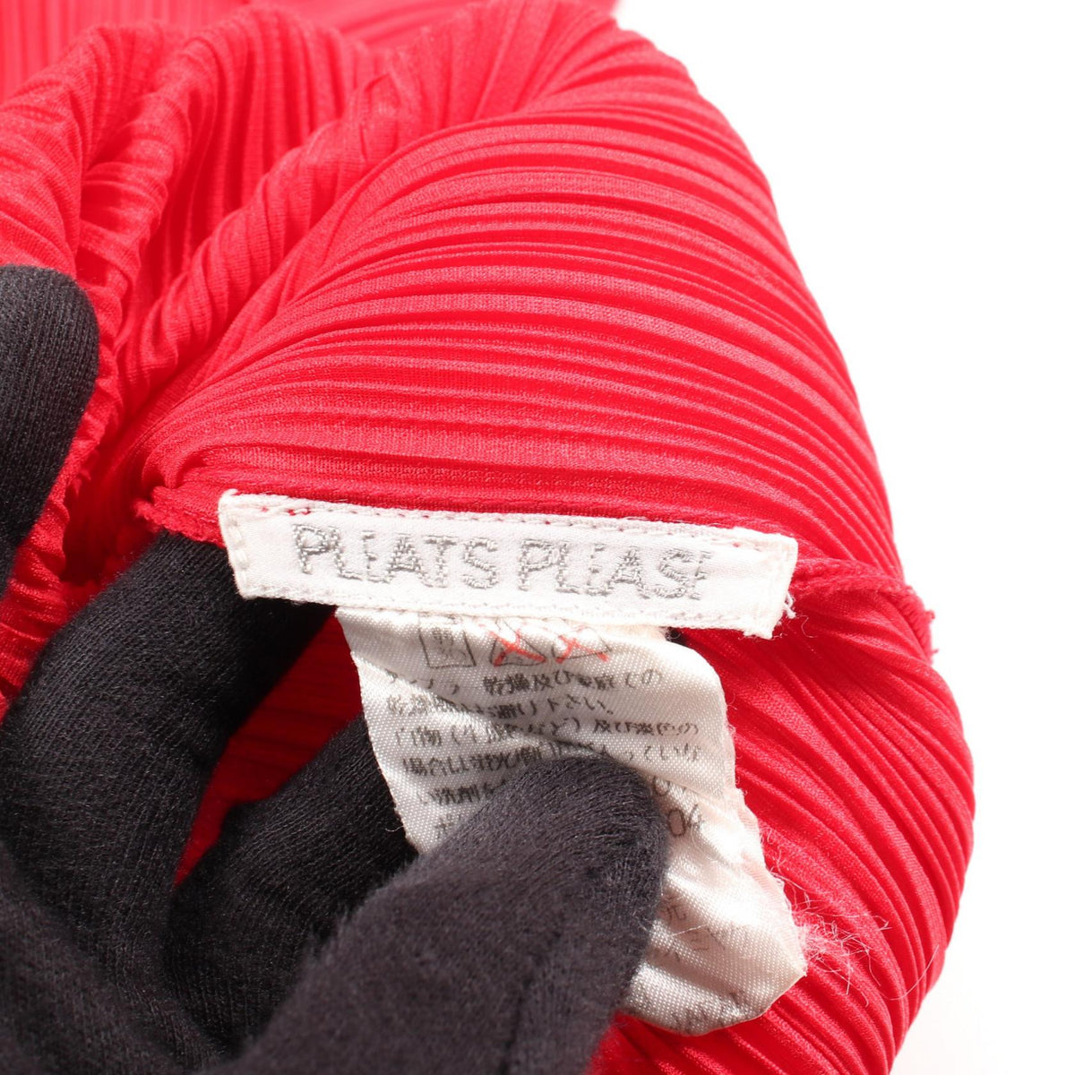 PLEATS PLEASE Pleats High Neck Polyester Top Red Size 4