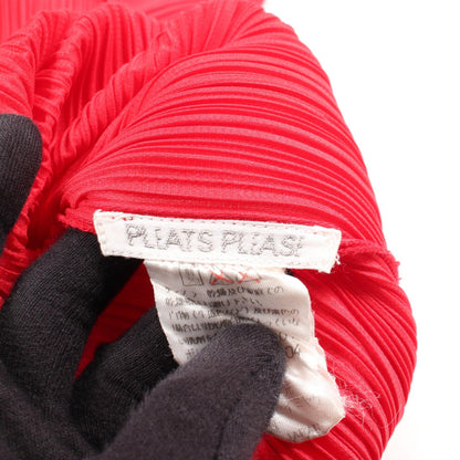 PLEATS PLEASE Pleats High Neck Polyester Top Red Size 4