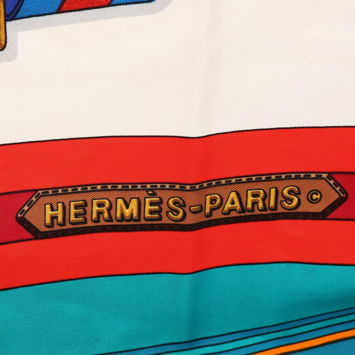 HERMES Carré 90 "Les Scarf Ivory/Multi