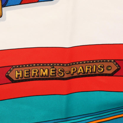 HERMES Carré 90 "Les Scarf Ivory/Multi