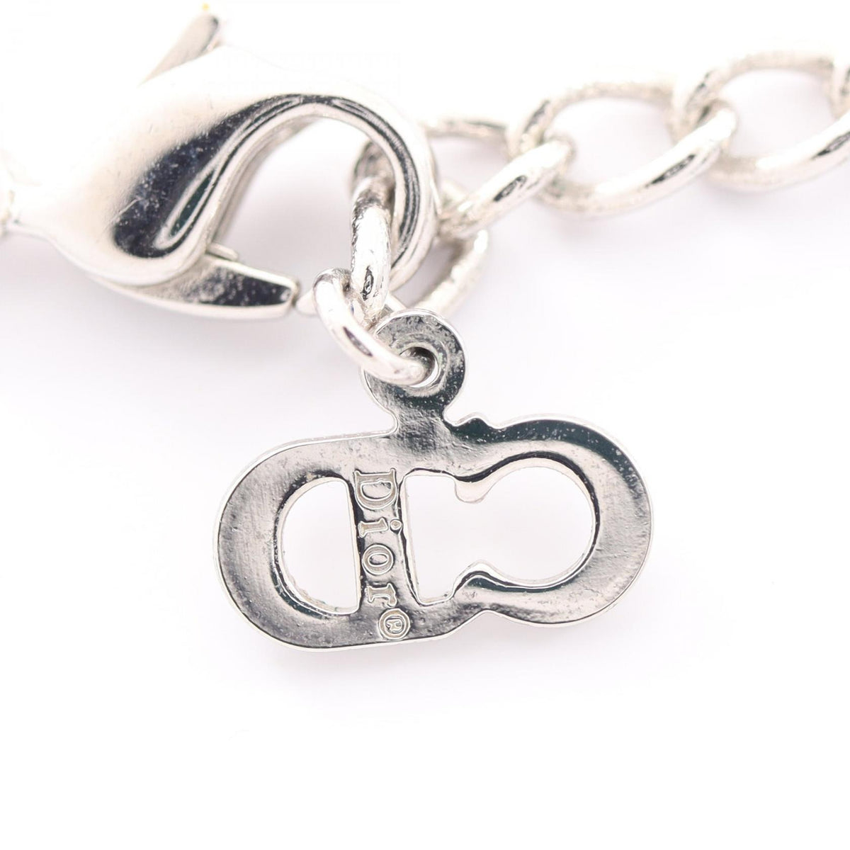 Dior CD Logo Apple Metal Necklace Silver