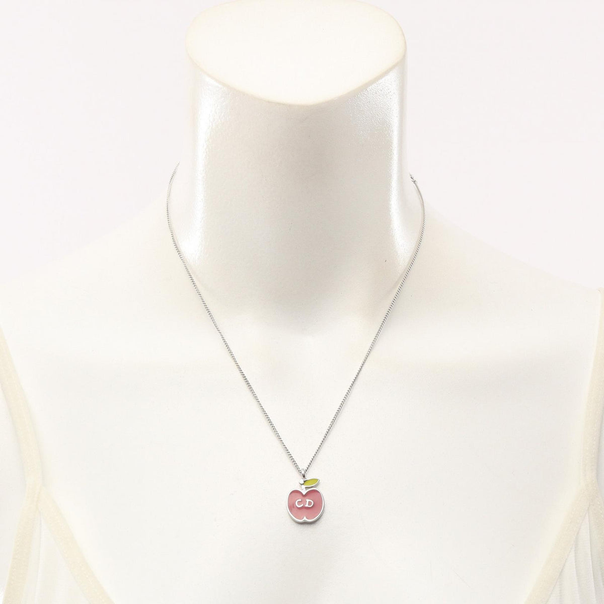 Dior CD Logo Apple Metal Necklace Silver