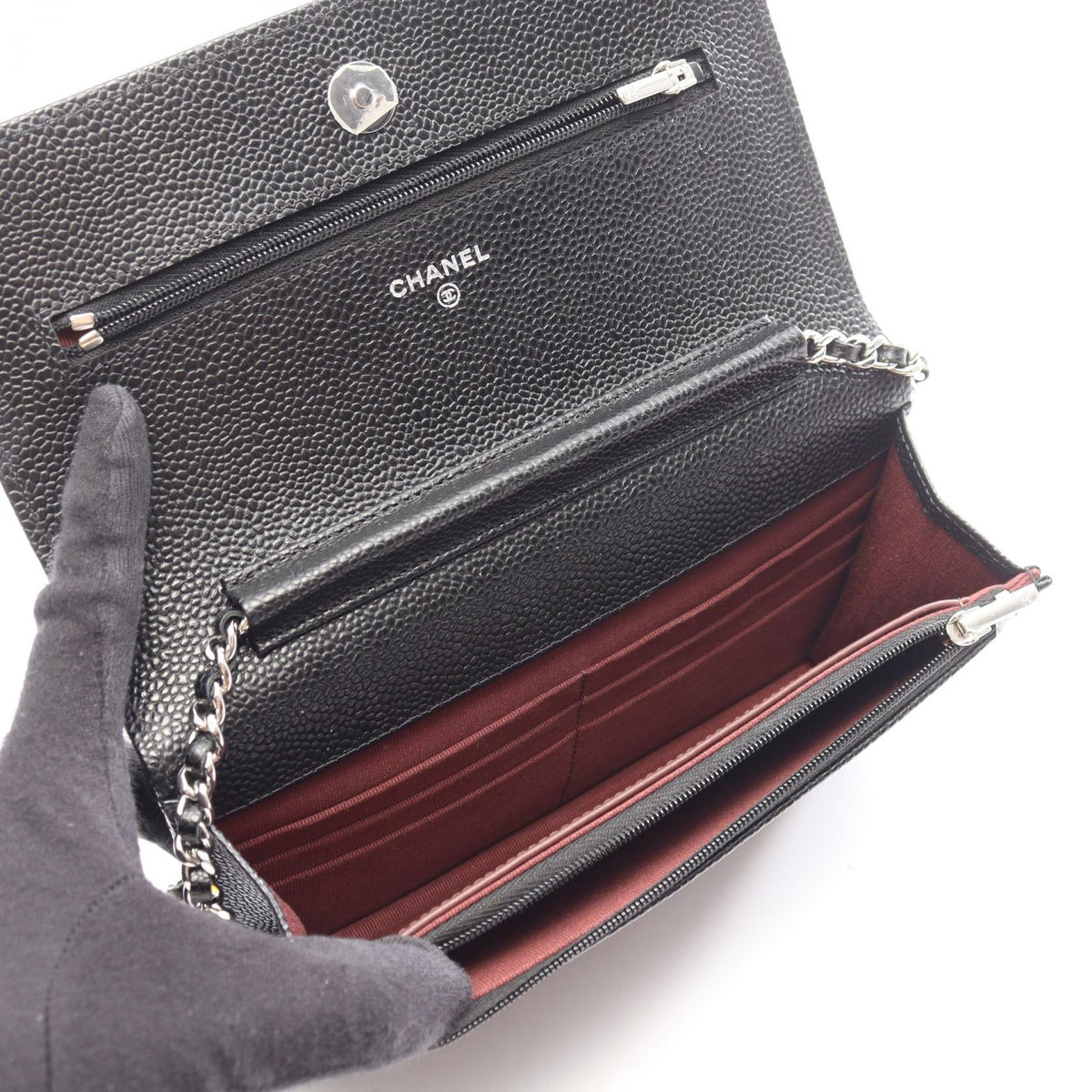 CHANEL Matelasse Caviar Leather Bag Black