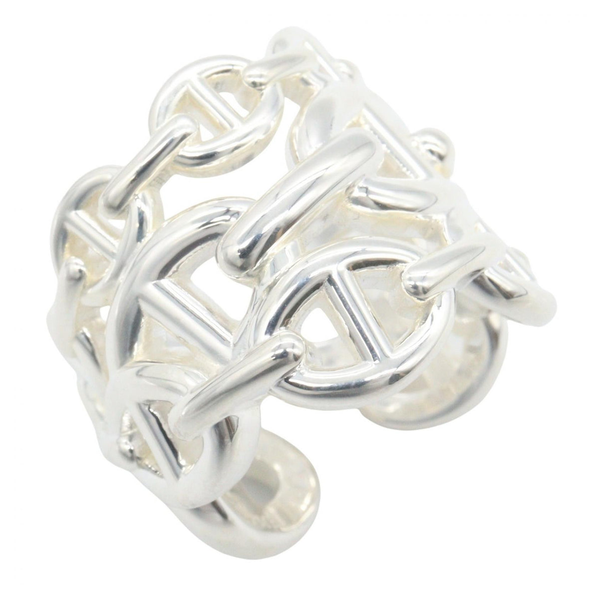 HERMES Chaine d'Ancre Enchainee GM Silver 925 Ring Size JP 9