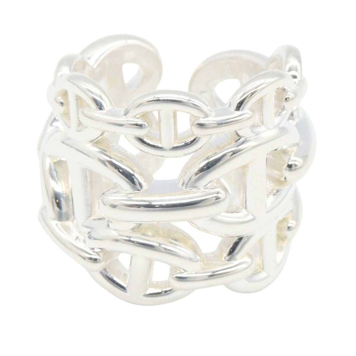 HERMES Chaine d'Ancre Enchainee GM Silver 925 Ring Size JP 9