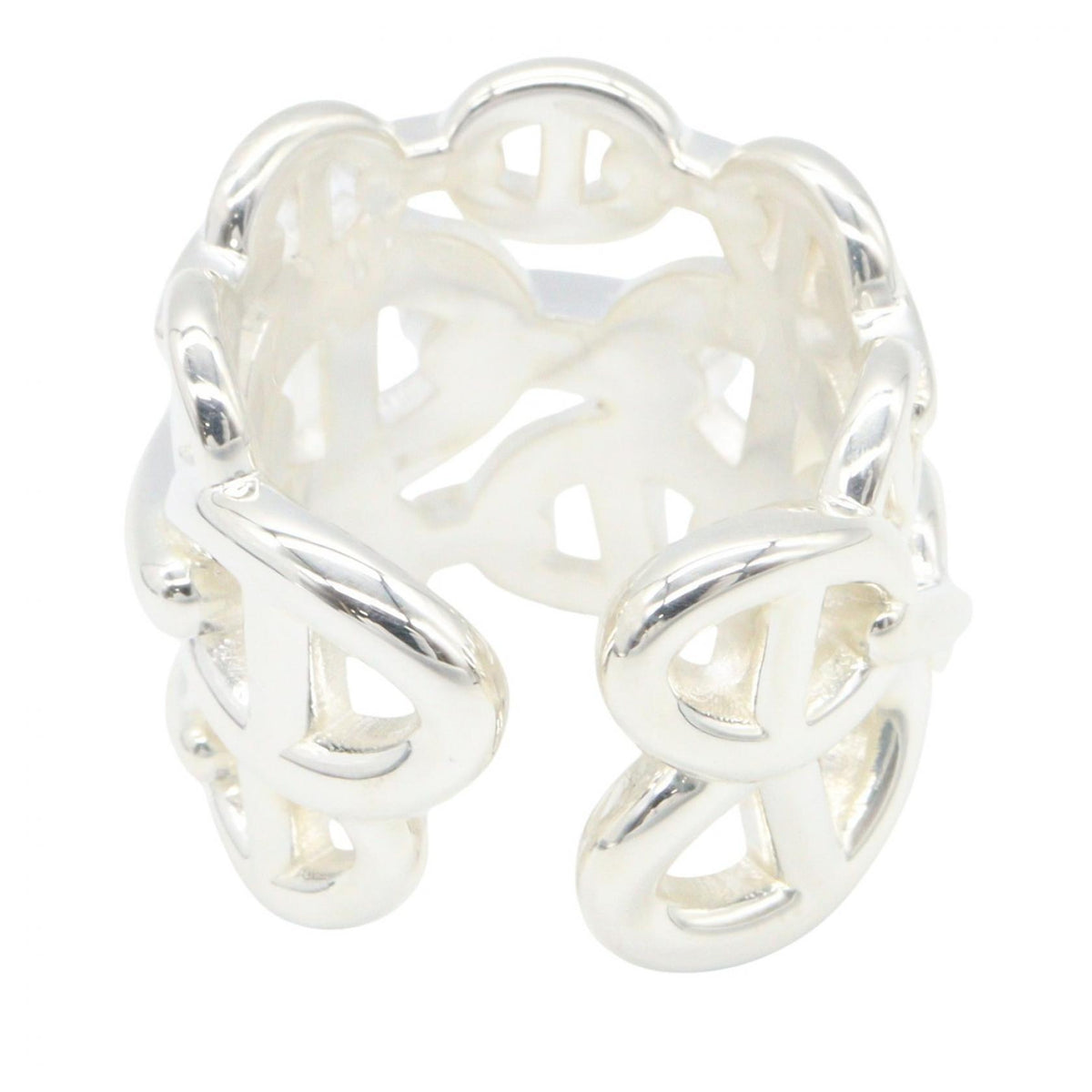 HERMES Chaine d'Ancre Enchainee GM Silver 925 Ring Size JP 9