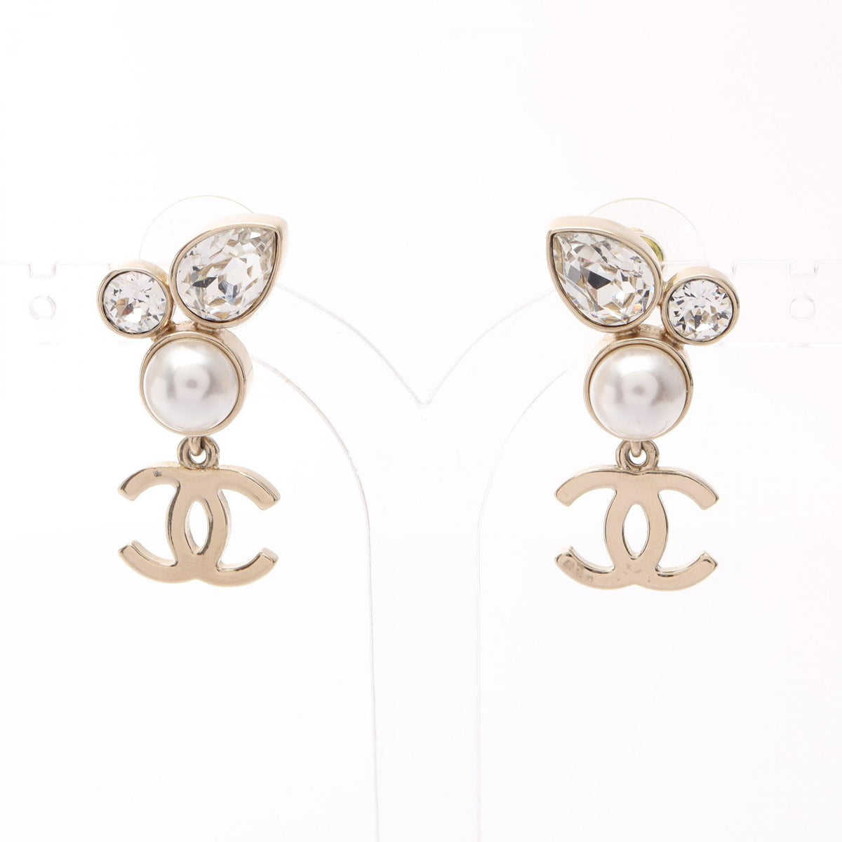 CHANEL Coco Mark Drop Rhinestone Earrings