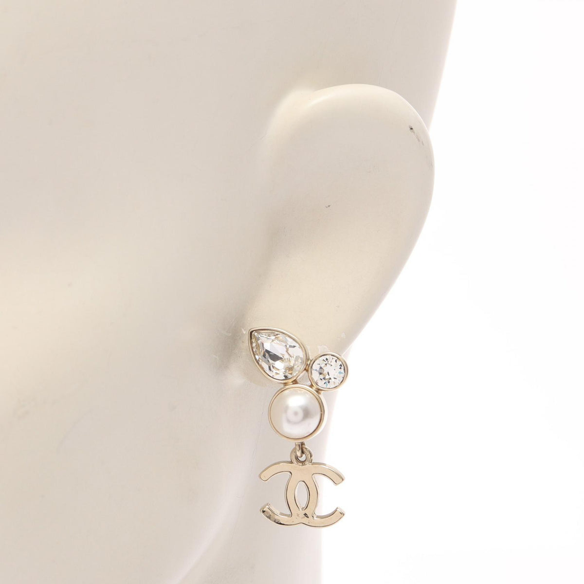 CHANEL Coco Mark Drop Rhinestone Earrings