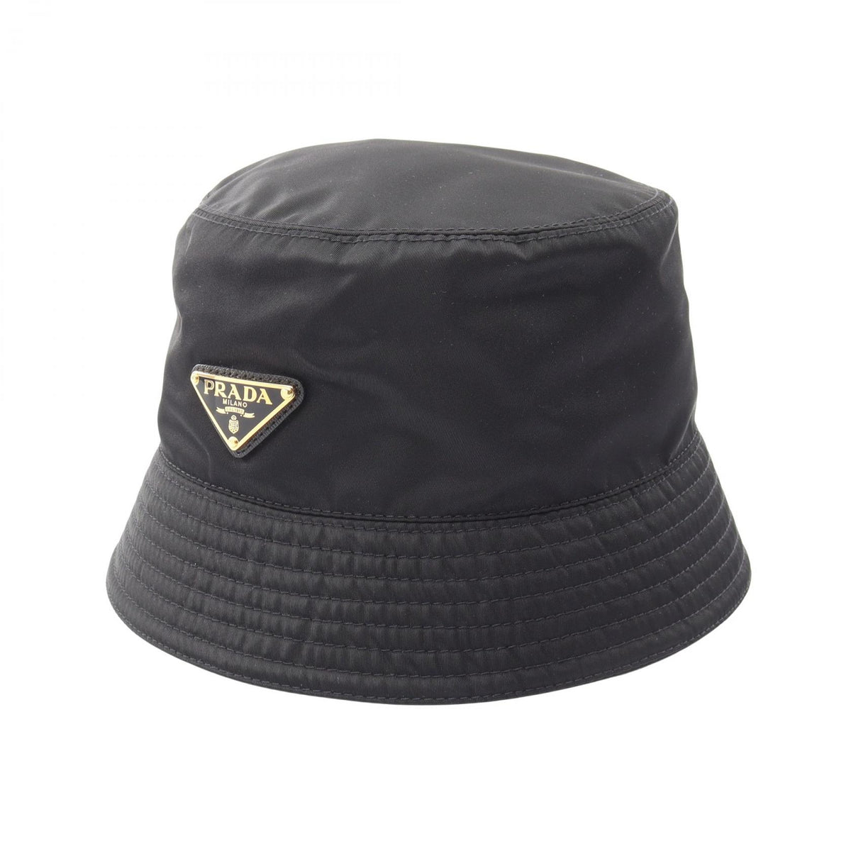 PRADA Re-Nylon Triangle Logo Bucket Hat Black Size M