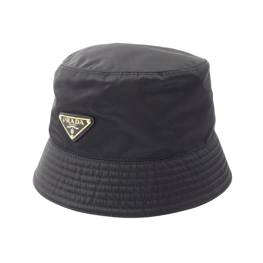 PRADA Re-Nylon Triangle Logo Bucket Hat Black Size M