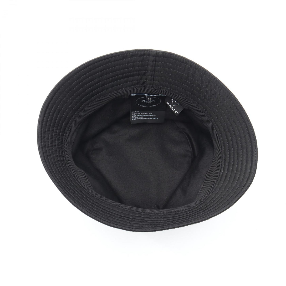 PRADA Re-Nylon Triangle Logo Bucket Hat Black Size M