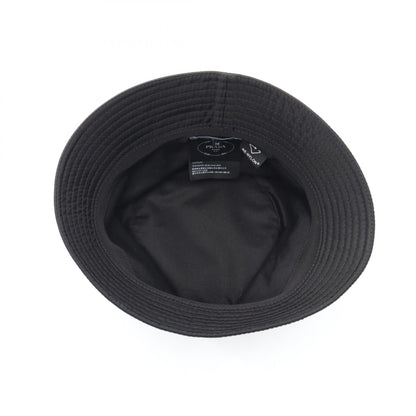 PRADA Re-Nylon Triangle Logo Bucket Hat Black Size M