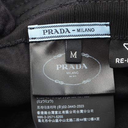 PRADA Re-Nylon Triangle Logo Bucket Hat Black Size M