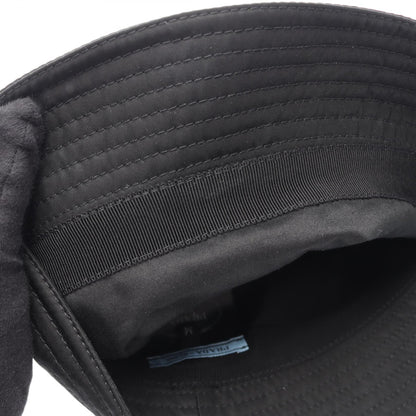 PRADA Re-Nylon Triangle Logo Bucket Hat Black Size M