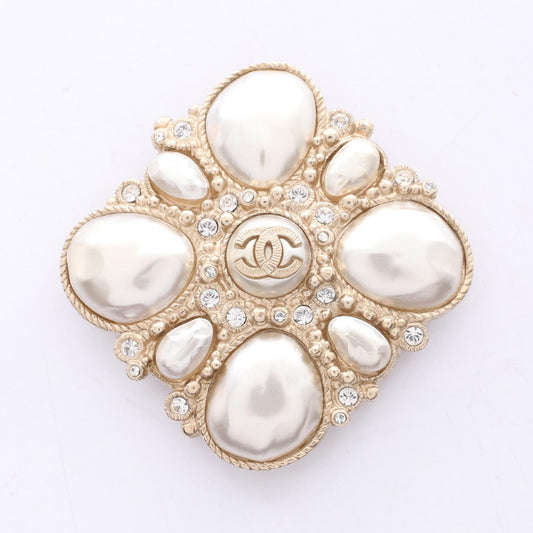 CHANEL Coco Mark Square B12C Pearl Brooch