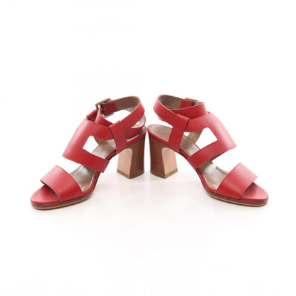 HERMES H-Cut Chunky Heel Leather Sandals Size 35.5