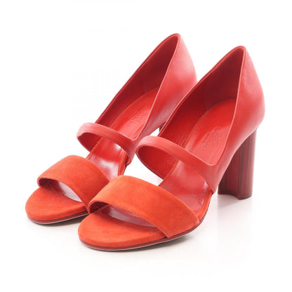 HERMES Suede Leather Pumps Red Size 36