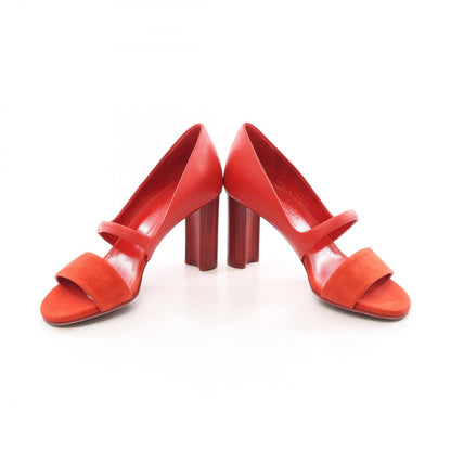 HERMES Suede Leather Pumps Red Size 36