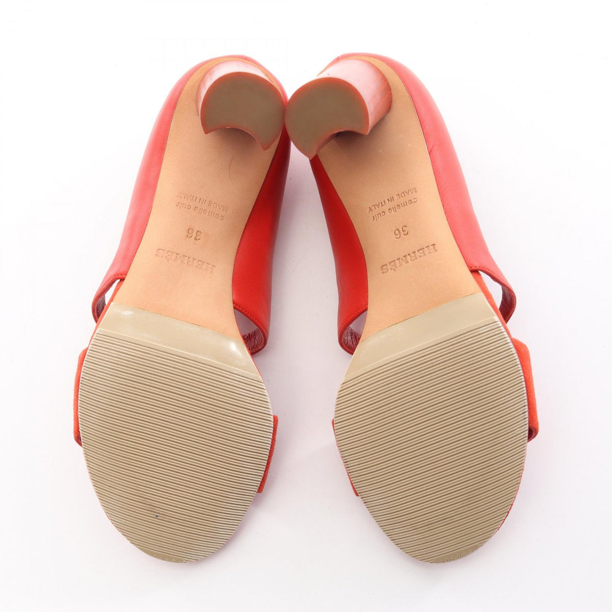 HERMES Suede Leather Pumps Red Size 36