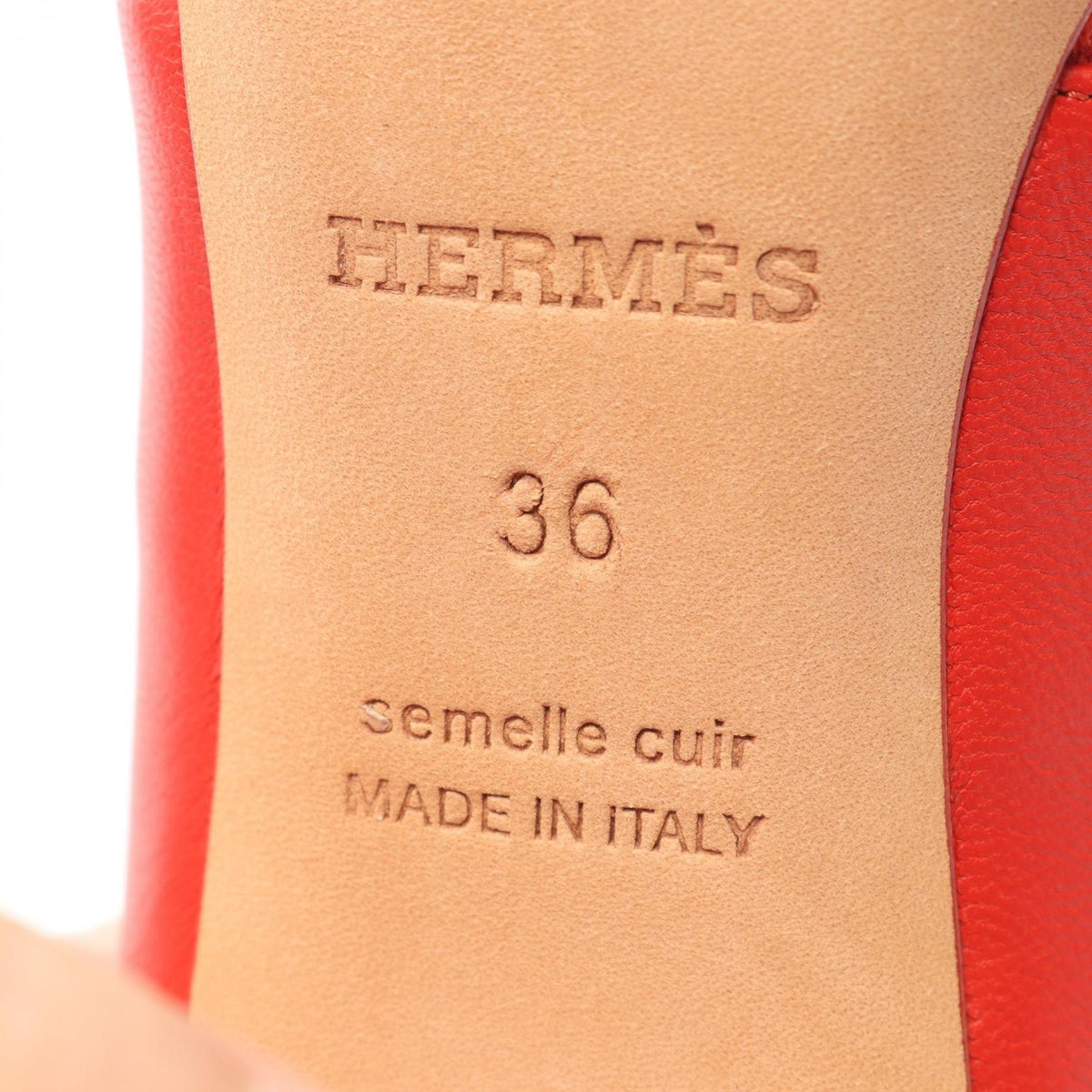 HERMES Suede Leather Pumps Red Size 36