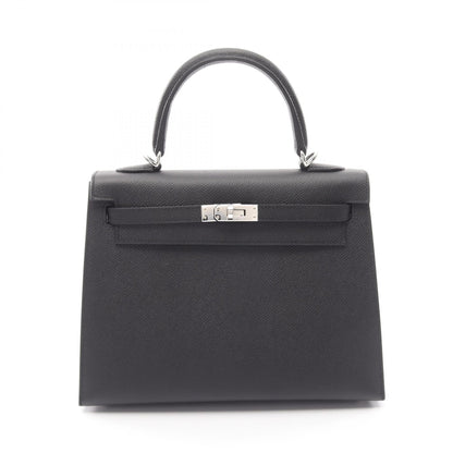 HERMES Kelly 25 Sellier Veau Handbag Black