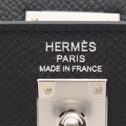 HERMES Kelly 25 Sellier Veau Handbag Black