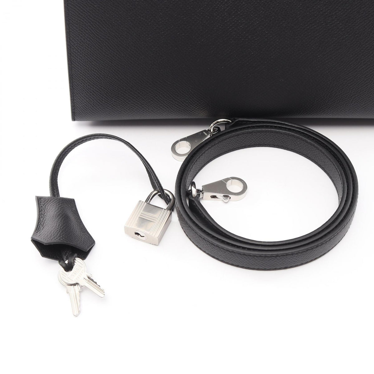 HERMES Kelly 25 Sellier Veau Handbag Black