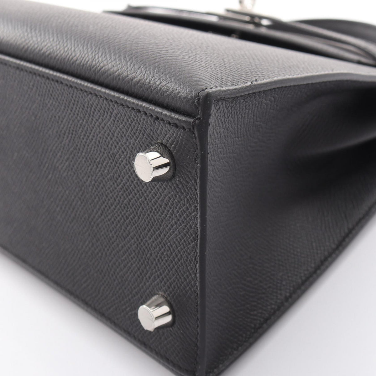 HERMES Kelly 25 Sellier Veau Handbag Black