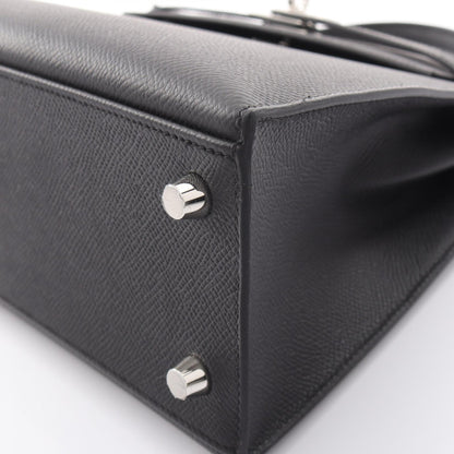 HERMES Kelly 25 Sellier Veau Handbag Black